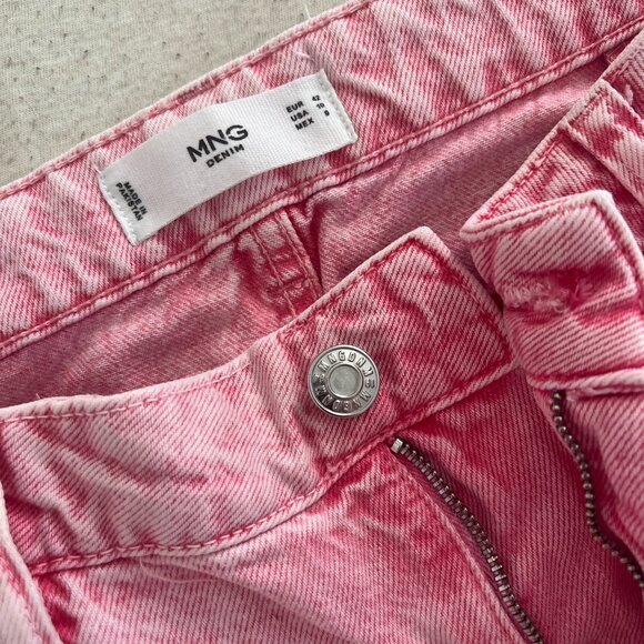 Mango Pink Stone/Acid washed Wide Leg Jean Size 10 - Picture 3 of 4